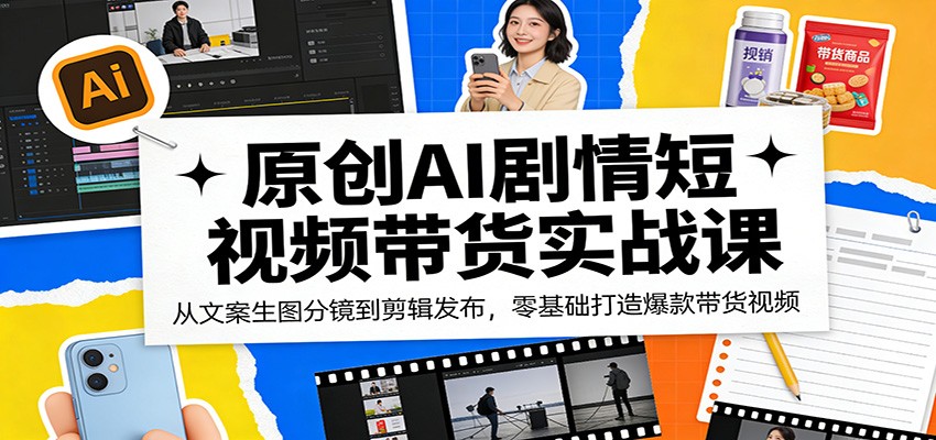 原创AI剧情短视频带货实战课：从文案生图分镜到剪辑发布，零基础打造爆款带货视频-源创文化-轻创终点站