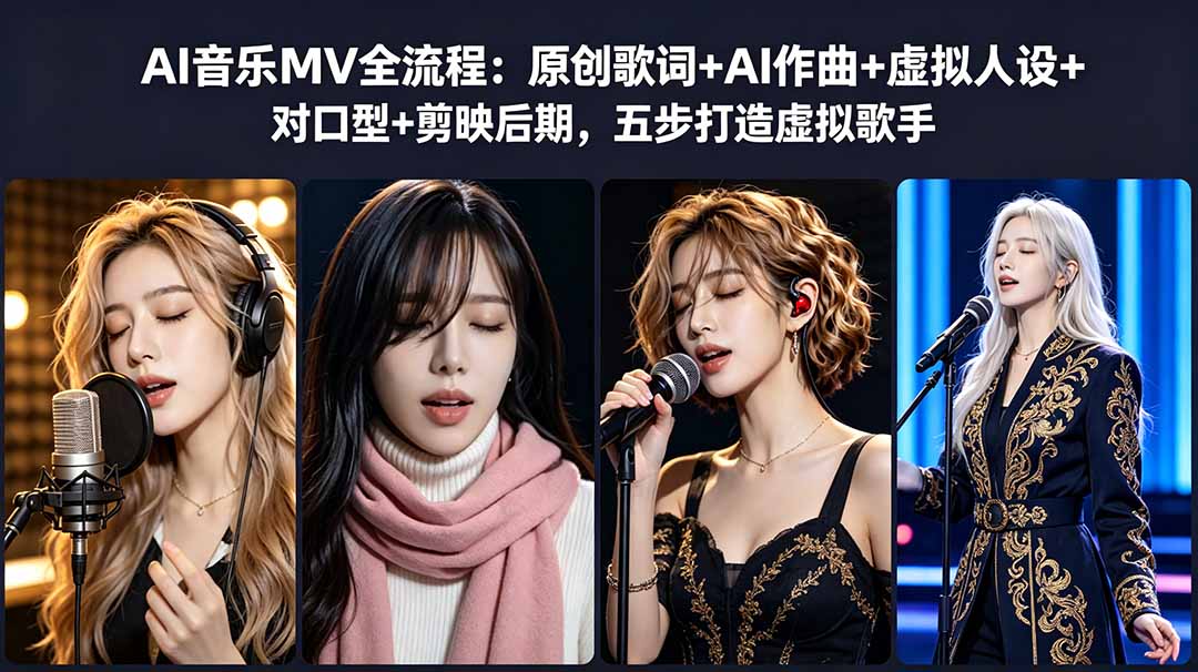AI音乐MV全流程：原创歌词+AI作曲+虚拟人设+对口型+剪映后期，五步打造虚拟歌手-源创文化-轻创终点站