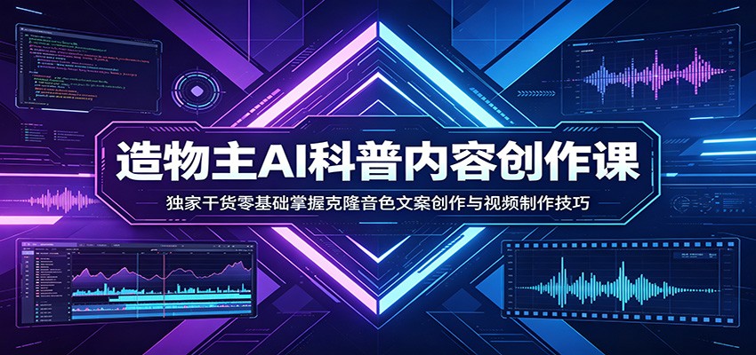 AI科普内容创作课：独家干货零基础掌握克隆音色文案创作与视频制作技巧-源创文化-轻创终点站