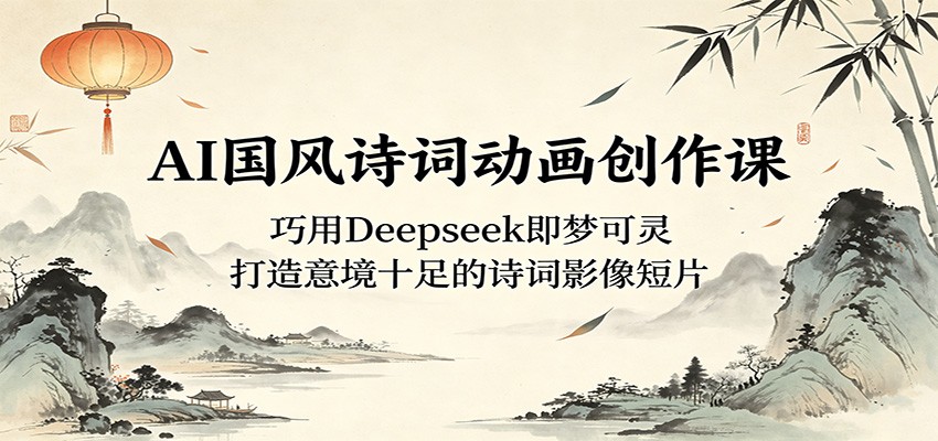 AI国风诗词动画创作课：巧用Deepseek即梦可灵，打造意境十足的诗词影像短片-源创文化-轻创终点站