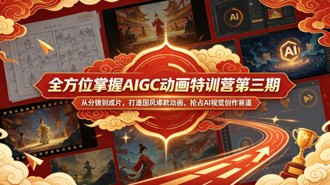 全方位掌握AIGC动画特训营第三期，从分镜到成片，打造国风爆款动画，抢占AI视觉创作赛道红利