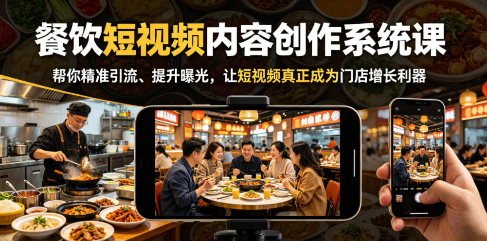 餐饮短视频内容创作系统课，帮你精准引流、提升曝光，让短视频真正成为门店增长利器-源创文化-轻创终点站