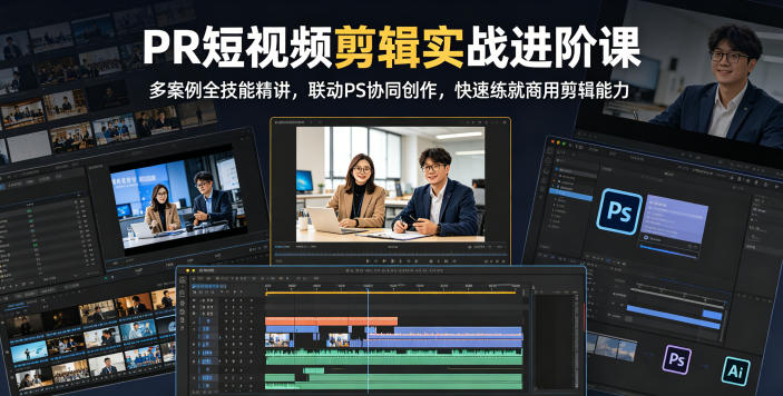 PR短视频剪辑实战进阶课，多案例全技能精讲，联动PS协同创作，快速练就商用剪辑能力-源创文化-轻创终点站