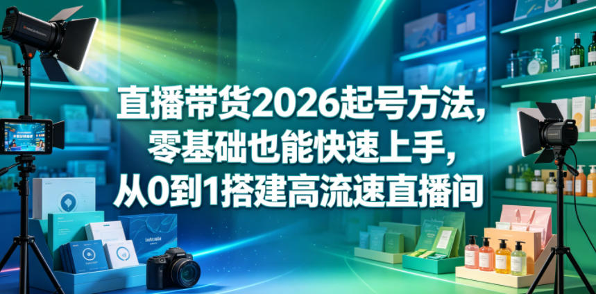 直播带货2026起号方法，零基础也能快速上手，从0到1搭建高流速直播间-源创文化-轻创终点站