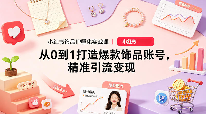 小红书饰品IP孵化实战课｜从0到1打造爆款饰品账号，精准引流变现-源创文化-轻创终点站