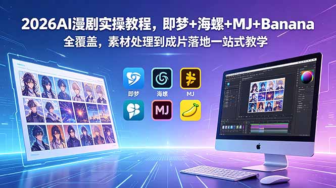 2026AI漫剧实操教程，即梦+海螺+MJ+Banana全覆盖，素材处理到成片落地一站式教学-源创文化-轻创终点站