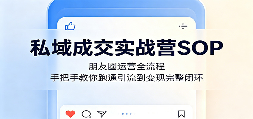 私域成交实战营SOP：朋友圈运营全流程，手把手教你跑通引流到变现完整闭环-源创文化-轻创终点站