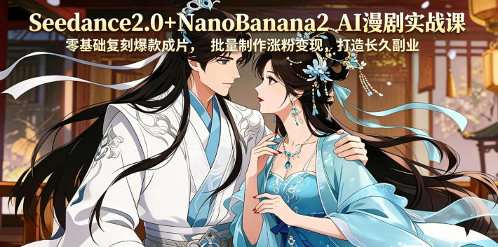 Seedance2.0+NanoBanana2 AI漫剧实战课，零基础复刻爆款成片涨粉变现，打造长久副业收益-源创文化-轻创终点站
