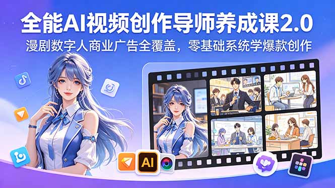 全能AI视频创作导师养成课2.0，漫剧数字人商业广告全覆盖，零基础系统学爆款创作-源创文化-轻创终点站