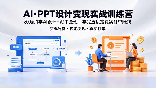 AI·PPT设计变现实战训练营，从0到1学AI设计+派单变现，学完直接接真实订单赚钱-源创文化-轻创终点站