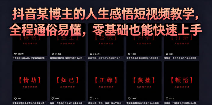 抖音某博主的灰太狼人生感悟短视频教学，全程通俗易懂，零基础也能快速上手-源创文化-轻创终点站