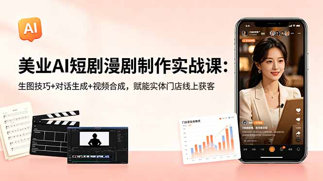 美业AI短剧漫剧制作实战课：生图技巧+对话生成+视频合成，赋能实体门店线上获客-源创文化-轻创终点站