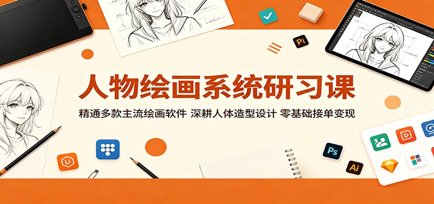 人物绘画系统研习课：精通多款主流绘画软件，深耕人体造型设计，零基础接单变现-源创文化-轻创终点站