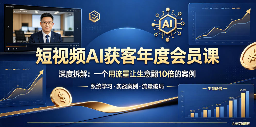 短视频AI获客年度会员课，深度拆解，一个用流量让生意翻10倍的案例-源创文化-轻创终点站