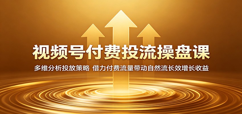视频号付费投流操盘课：多维分析投放策略，借力付费流量带动自然流长效增长收益-源创文化-轻创终点站