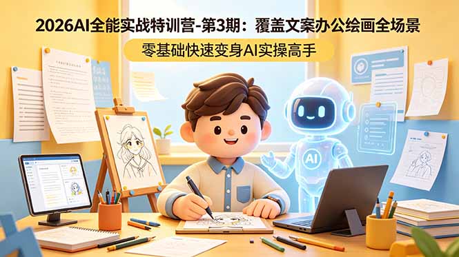 2026AI全能实战特训营-第3期：覆盖文案办公绘画全场景 零基础快速变身AI实操高手-源创文化-轻创终点站