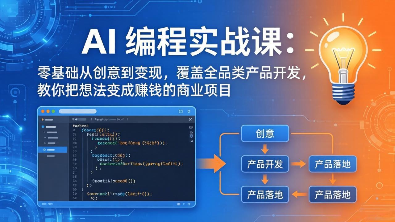 AI编程实战课-第三期-5月更新：零基础从创意到变现，覆盖全品类产品开发，把想法变成赚钱项目-源创文化-轻创终点站