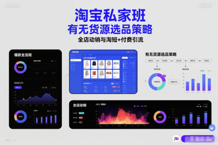 淘宝私家班，有无货源选品策略，高成功率爆款全流程打法，全店动销与淘短+付费引流(更新2026年4月)-源创文化-轻创终点站