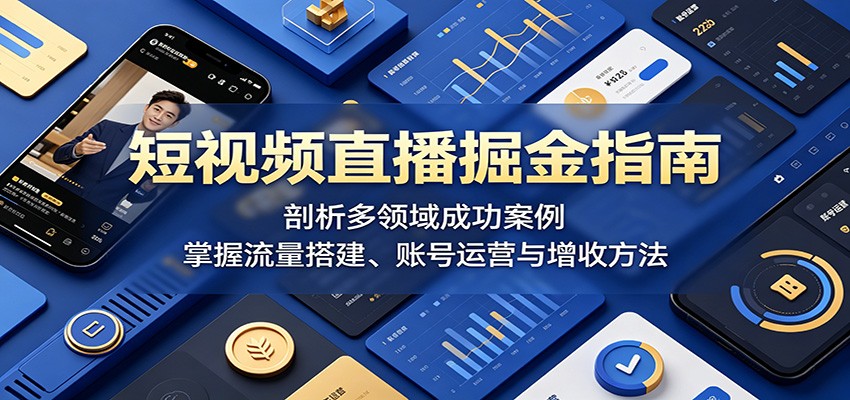 短视频直播掘金指南：剖析多领域成功案例，掌握流量搭建、账号运营与增收方法-源创文化-轻创终点站