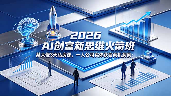 2026 AI 创富新思维火箭班：某大佬3天私房课，一人公司实体获客商机洞察-源创文化-轻创终点站