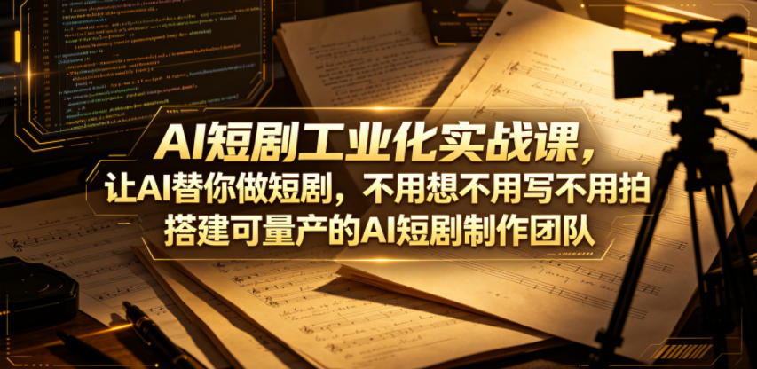 AI短剧工业化实战课，让AI替你做短剧，不用想不用写不用拍，搭建可量产的AI短剧制作团队-源创文化-轻创终点站