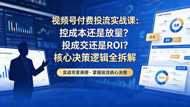 视频号付费投流实战课-5月：控成本还是放量？投成交还是ROI？核心决策逻辑全拆解-源创文化-轻创终点站