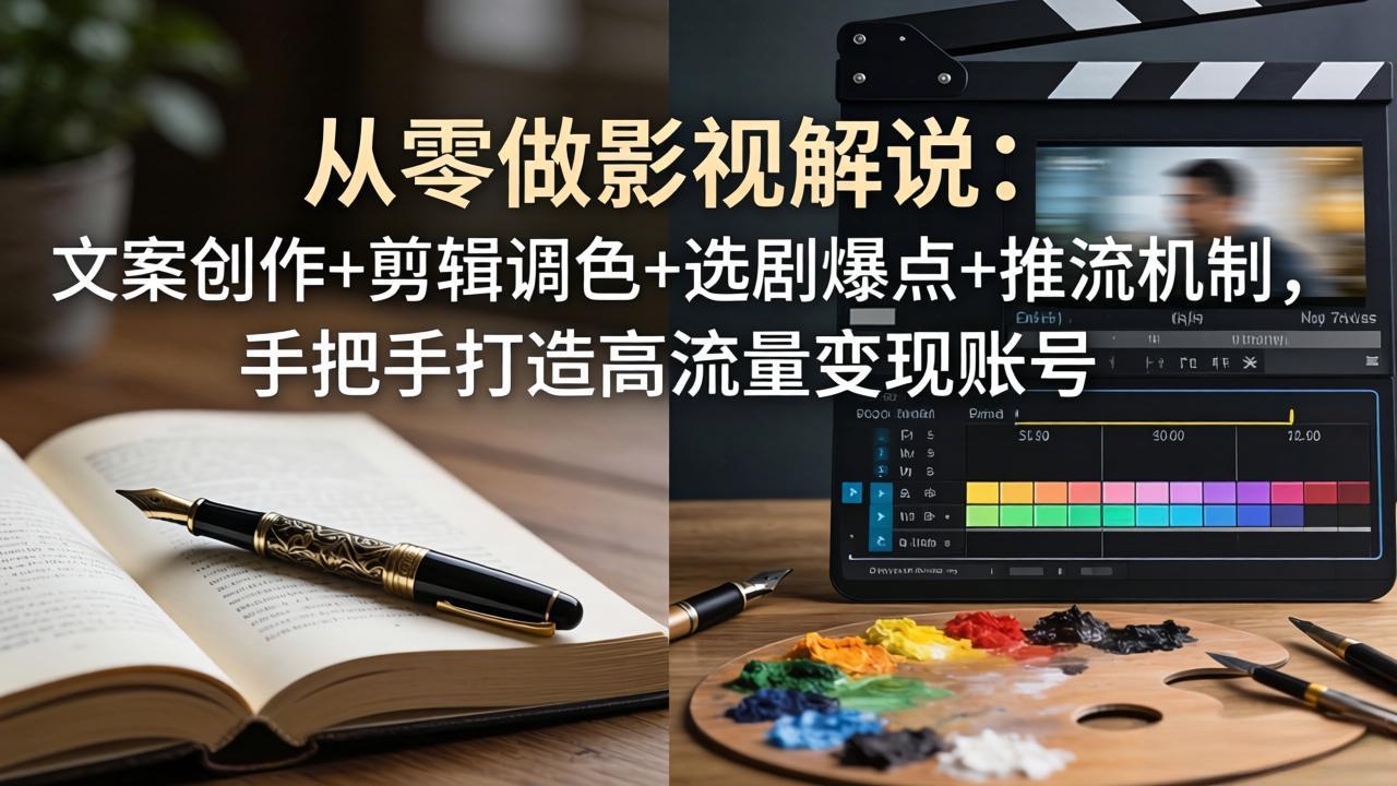 从零做影视解说：文案创作+剪辑调色+选剧爆点+推流机制，手把手打造高流量变现账号-源创文化-轻创终点站