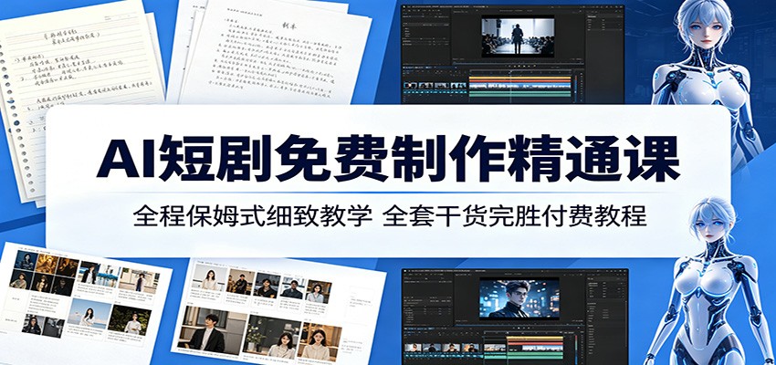 AI短剧免费制作精通课：全程保姆式细致教学，全套干货完胜付费教程-源创文化-轻创终点站