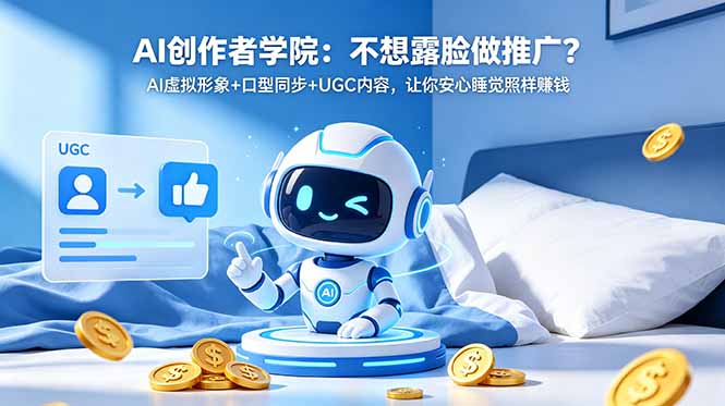 AI创作者学院：不想露脸做推广？AI虚拟形象+口型同步+UGC内容，让你安心睡觉照样赚钱-源创文化-轻创终点站