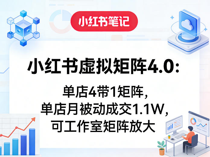 小红书虚拟矩阵4.0：单店4带1矩阵，单店月被动成交1.1W，可工作室矩阵放大-源创文化-轻创终点站