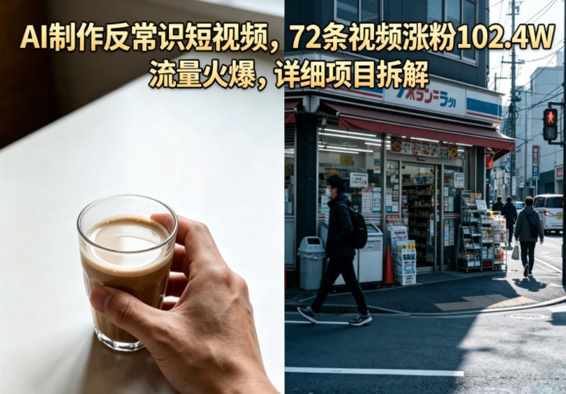 AI制作反常识短视频，72条视频涨粉102.4W，流量火爆，详细项目拆解-源创文化-轻创终点站