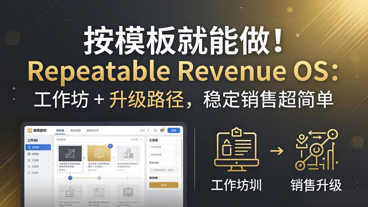 按模板就能做！Repeatable Revenue OS：工作坊 + 升级路径，稳定销售超简单-源创文化-轻创终点站
