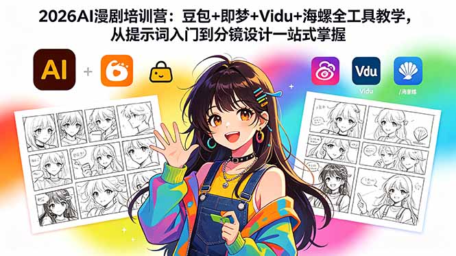 2026AI漫剧培训营：豆包+即梦+Vidu+海螺全工具教学，从提示词入门到分镜设计一站式掌握-源创文化-轻创终点站