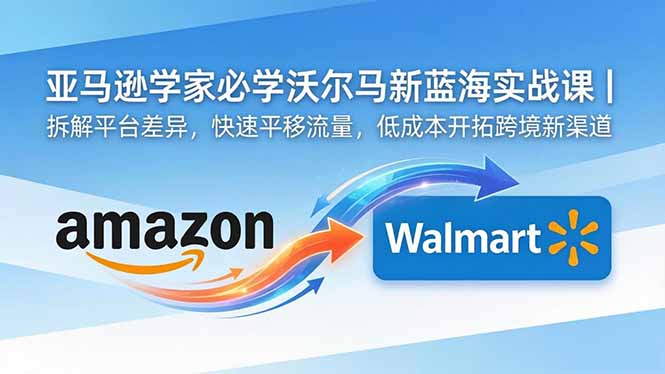 亚马逊卖家必学沃尔玛新蓝海实战课｜拆解平台差异，快速平移流量，低成本开拓跨境新渠道-源创文化-轻创终点站