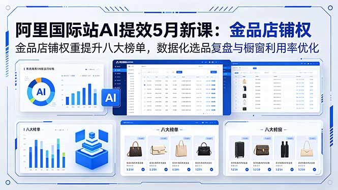 阿里国际站AI提效5月新课：金品店铺权重提升八大榜单，数据化选品复盘与橱窗利用率优化-源创文化-轻创终点站