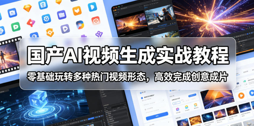 国产AI视频生成实战教程，零基础玩转多种热门视频形态，高效完成创意成片-源创文化-轻创终点站