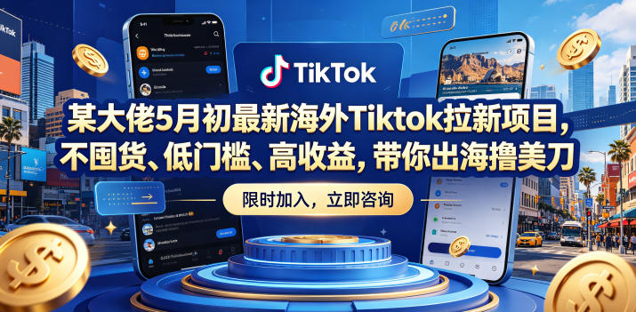 某大佬5月初最新海外Tiktok拉新项目，不囤货、低门槛、高收益，带你出海撸美刀-源创文化-轻创终点站