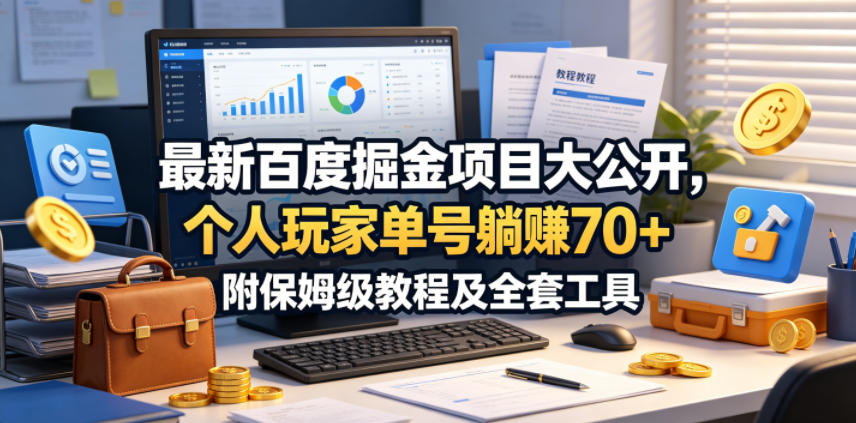 最新百度掘金项目大公开，个人玩家单号躺賺70+，附保姆级教程及全套工具【揭秘】-源创文化-轻创终点站