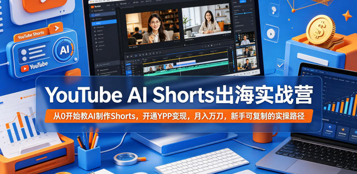 YouTube AI Shorts出海实战营，从0开始教AI制作Shorts，开通YPP变现，月入万刀，新手可复制的实操路径-源创文化-轻创终点站