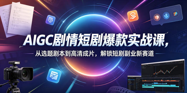 AIGC剧情短剧爆款实战课，从选题剧本到高清成片，解锁短剧副业新赛道-源创文化-轻创终点站