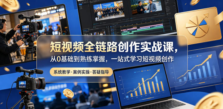 短视频全链路创作实战课，从0基础到熟练掌握，一站式学习短视频创作-源创文化-轻创终点站