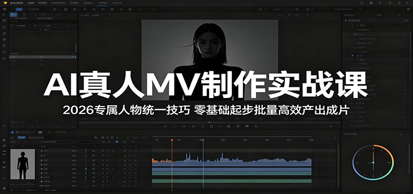 AI真人MV制作实战课：2026专属人物统一技巧，零基础起步批量高效产出成片-源创文化-轻创终点站