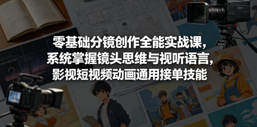 零基础分镜创作全能实战课，系统掌握镜头思维与视听语言，影视短视频动画通用接单技能-源创文化-轻创终点站