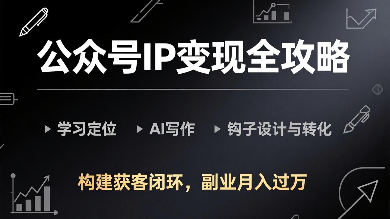 公众号IP变现全攻略-更新，学习定位、AI写作、钩子设计与转化，构建获客闭环，副业月入过万-源创文化-轻创终点站