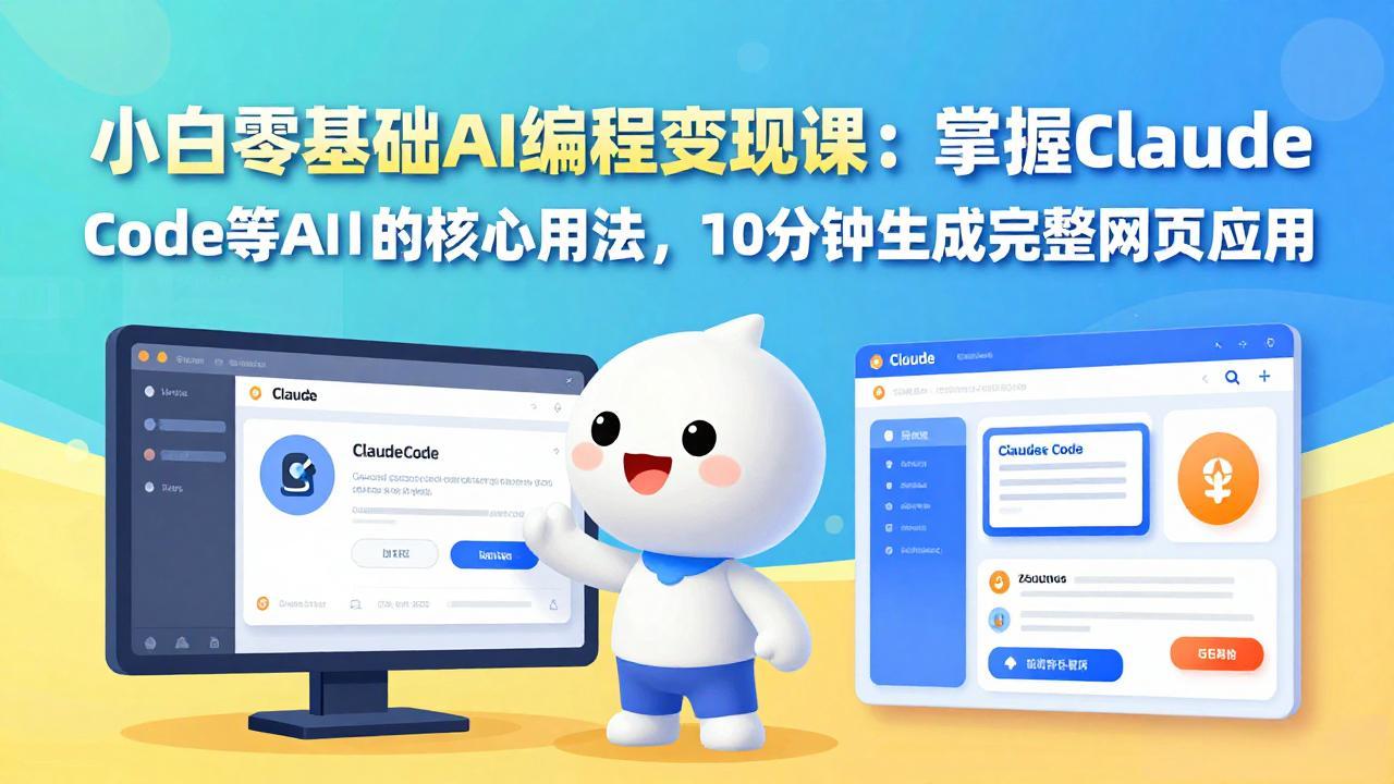 小白零基础AI编程变现课：掌握Claude Code等AI工具的核心用法，10分钟生成完整网页应用-源创文化-轻创终点站