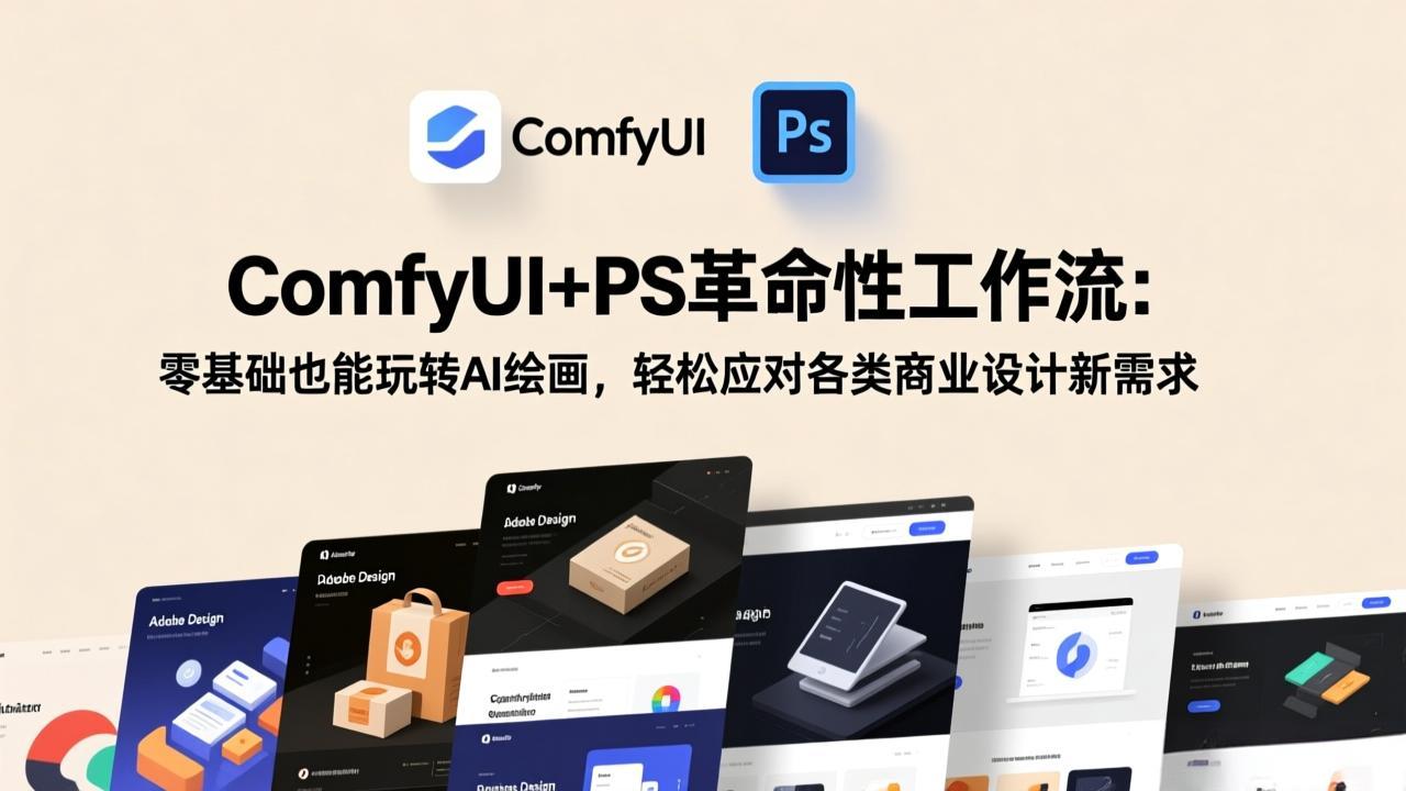 ComfyUI+PS革命性工作流：零基础也能玩转AI绘画，轻松应对各类商业设计新需求-源创文化-轻创终点站